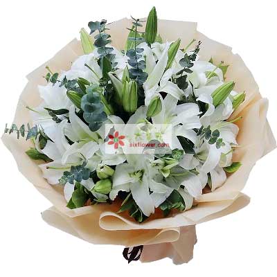 广安9支白色多头百合，祝福你幸福